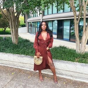 Zara brown satin midi dress